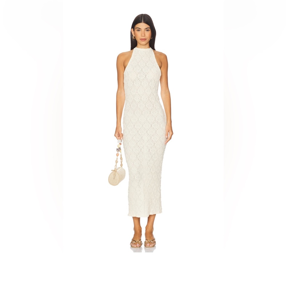 Lioness Ivory Lace Halter Midi Dress